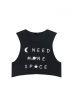 Top Corto Nero Con Slogan Space