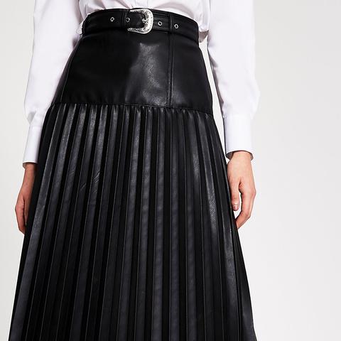 Faux leather pleated 2024 skirt river island