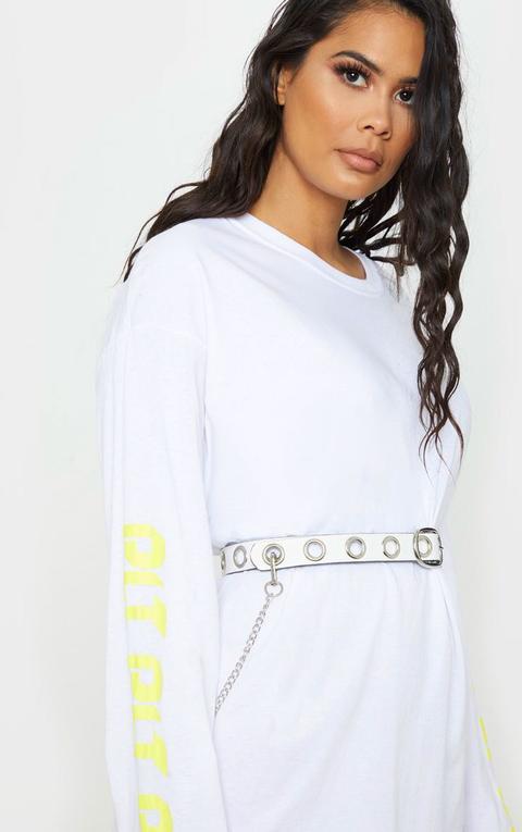 White Pu Eyelet Waist Belt