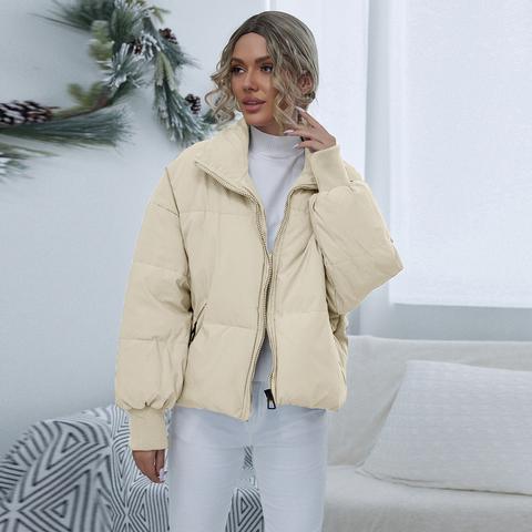 Drop Shoulder Zip Up Puffer Jacket