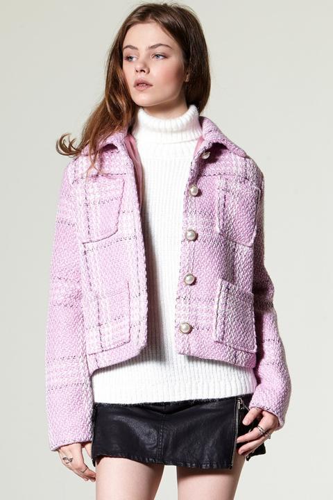 Anjali Pearl Button Tweed Jacket