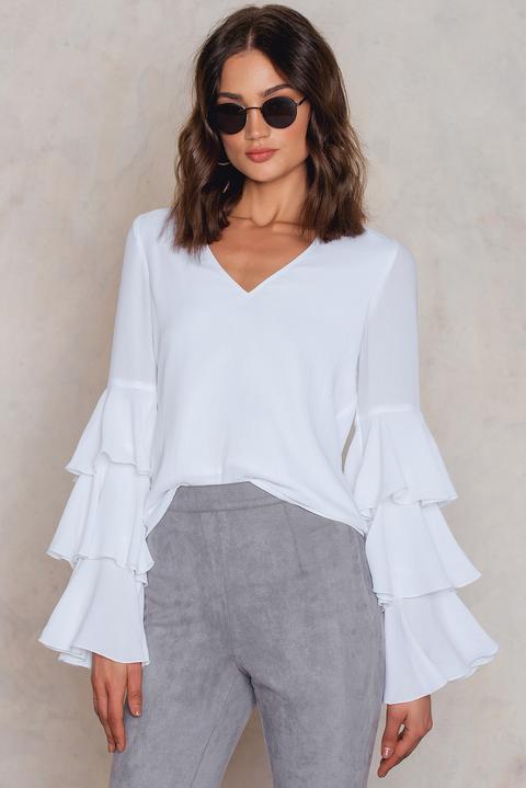 Celina Flounce Blouse White