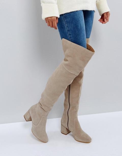 grey suede over the knee boot