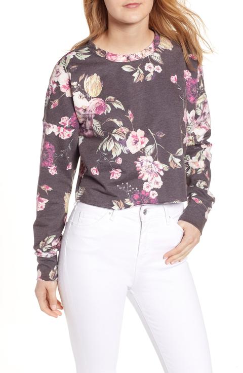 Floral Print Crop Sweatshirt