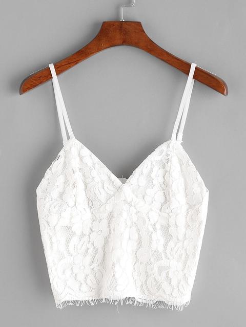 Top Camisole In Pizzo - Bianco