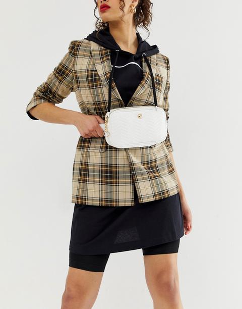 Asos Design - Marsupio Trapuntato Con Borchie - Bianco