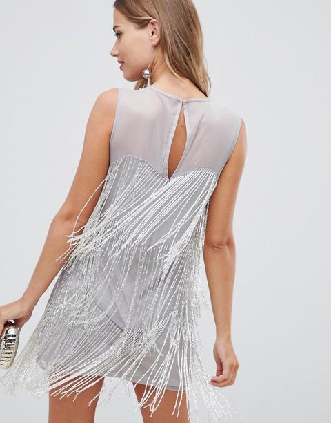 fringe silver dress