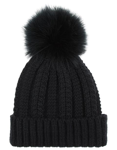 Feather Pom Beanie Hat