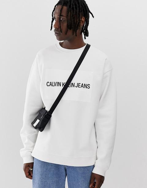 Sudadera Holgada Con Logo De Calvin Klein Jeans-blanco
