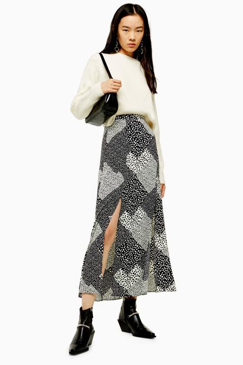 Womens Tall Spot Midi Skirt - Monochrome, Monochrome