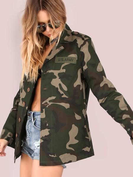 Jacke Mit Camo Patcj Knopf-camouflage