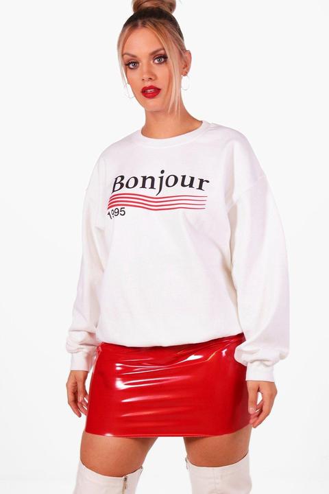 Plus Top Felpato Con Scritta Bonjour