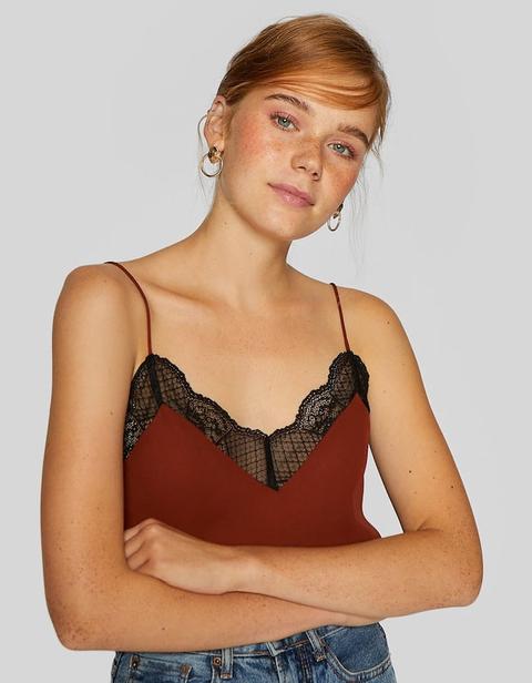 Top Lingerie Pizzo Cammello Scuro