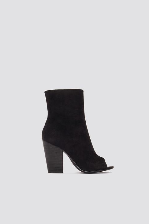 Open Toe Suede Boots Black