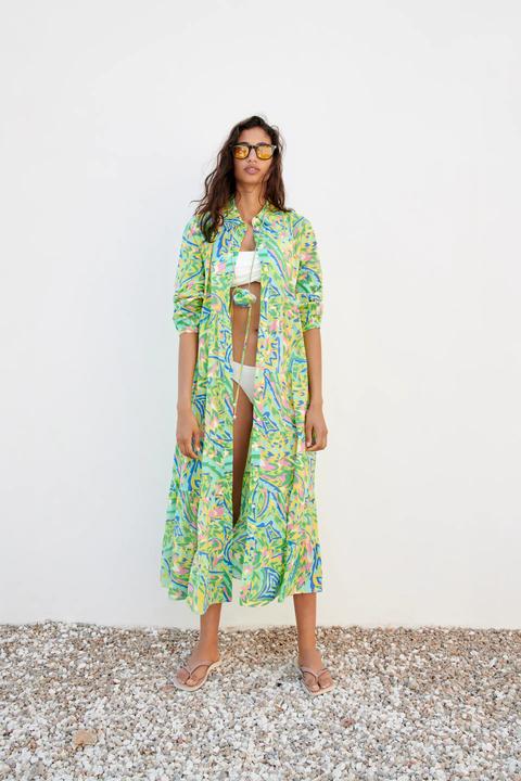 Vestido Estampado Con Bolsito