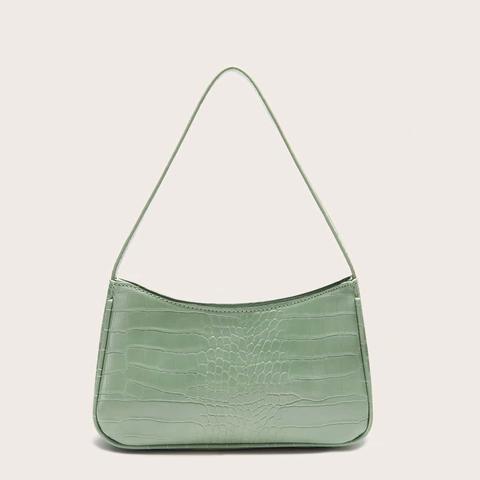 Croc Embossed Baguette Bag