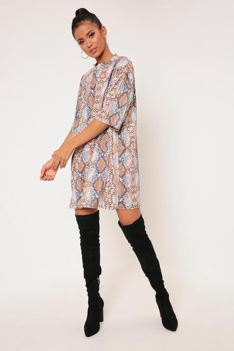 Snake Print Oversized T-shirt Dress