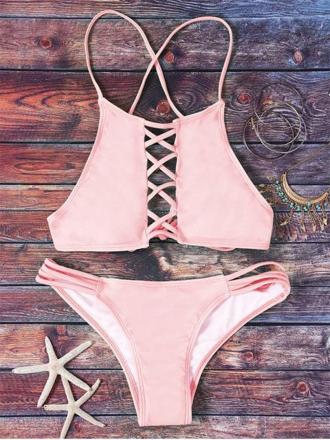 Pink Ahueca Hacia Fuera El Cabestro Conjunto Del Bikini