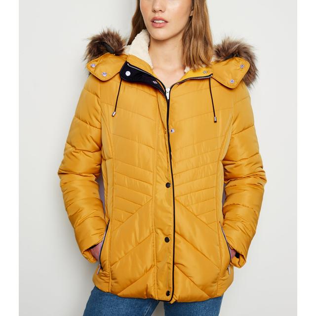 new look mustard puffer jacket