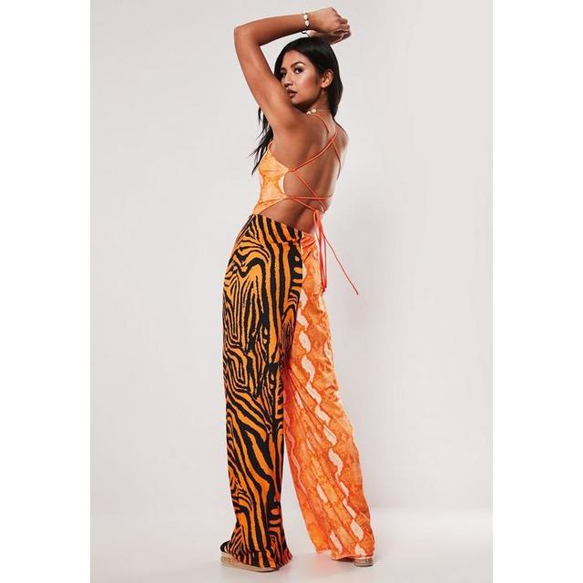 orange animal print jumpsuit