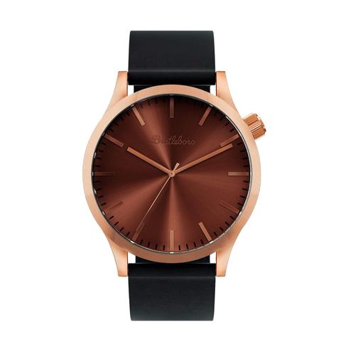 Reloj Hombre Bratleboro Royal Con Esfera Rose Gold Metalizada Y Correa Negra