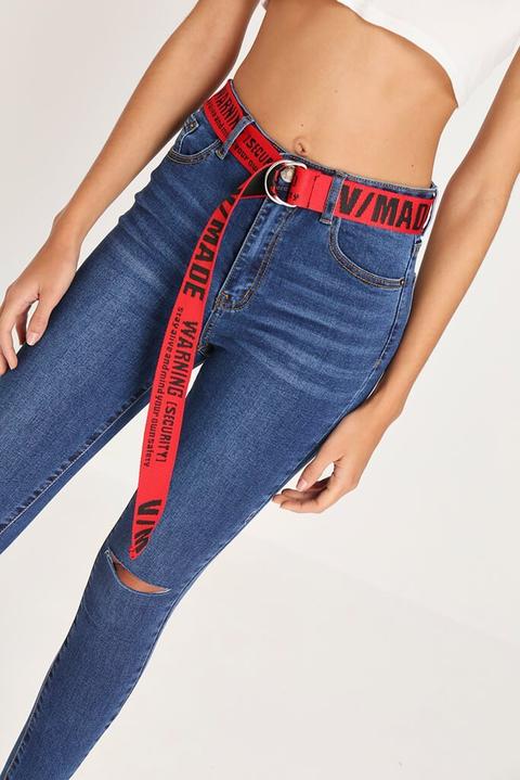 Canvas Slogan D Ring Belt