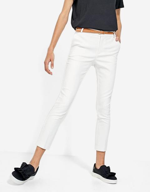 Pantalone Elegante Con Cintura Bianco