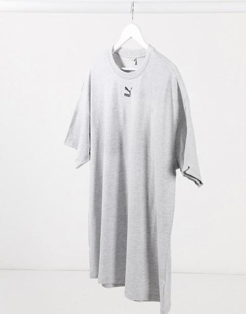 Puma Small Logo T-shirt Dress In Grey