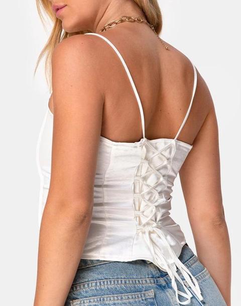 Cosey Top In Satin Ivory