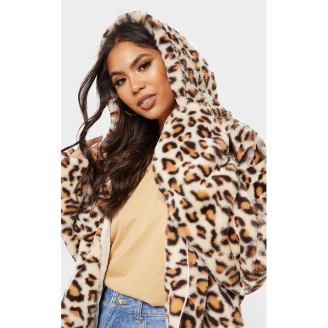 cropped hooded faux fur jacket