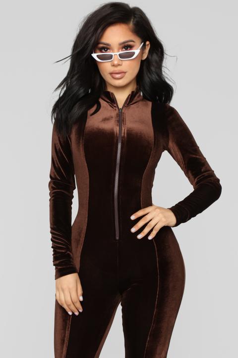 chocolate dream velvet jumpsuit