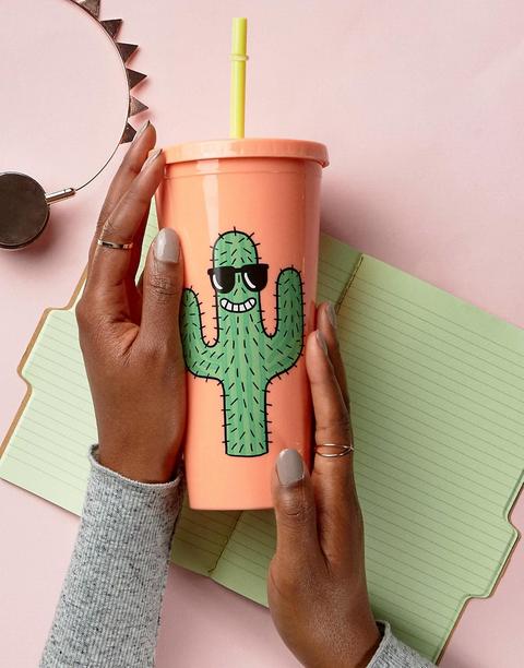 Vaso Con Pajita Con Diseño De Cactus De Sunnylife X Tiffany Cooper