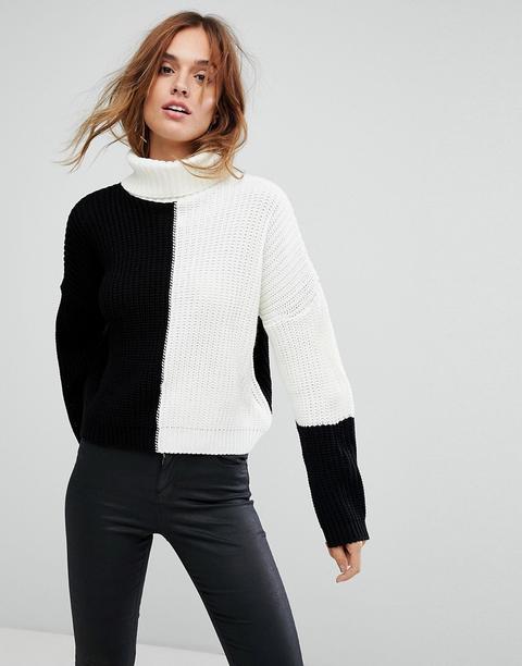 Jersey Con Cuello Alto Y Diseño Colour Block De Missguided