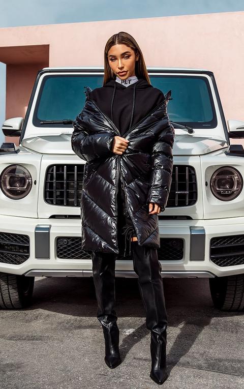 Doudoune Oversize Noire Ultra Brillante, Noir