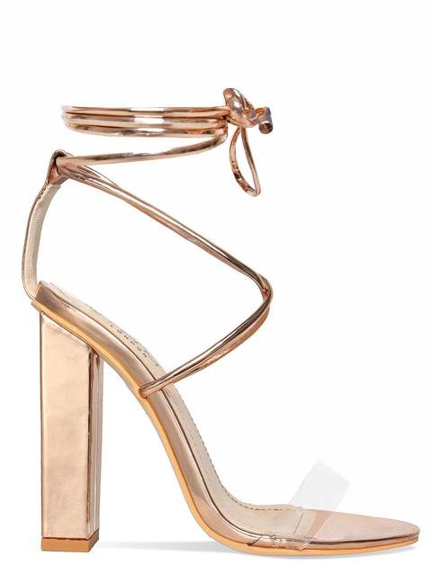 rose gold clear block heels