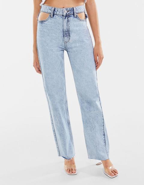 Straight High Waist Cut-out Jeans