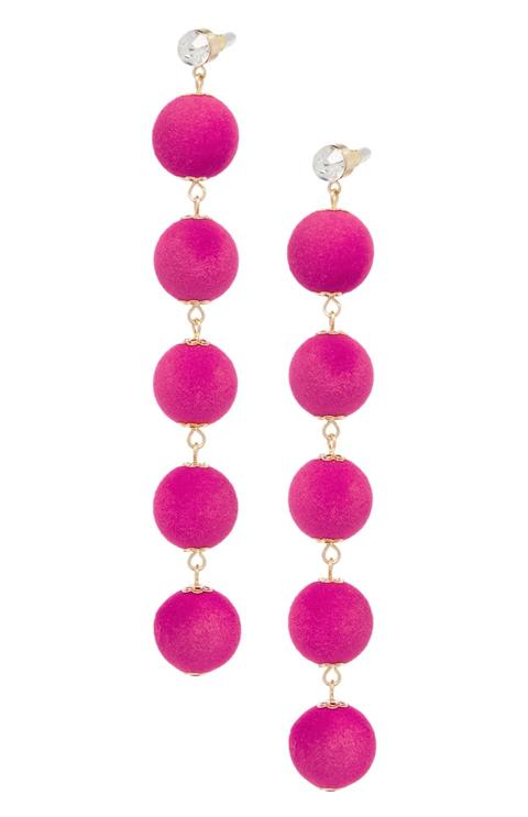 Fuchsia Statement Pom Pom Earring