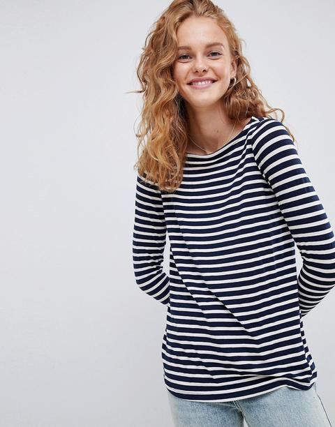 Asos Design Stripe Slouchy Long Sleeve T-shirt-multi