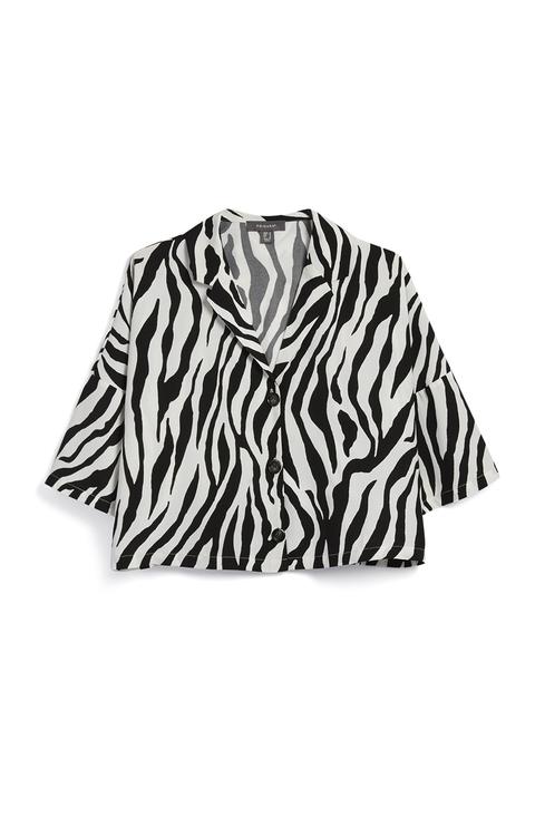 Camisa Corta Con Estampado De Cebra