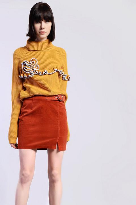 **belted Corduroy Skirt By Glamorous