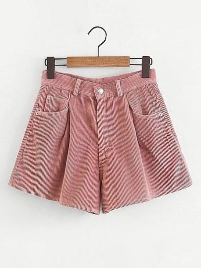 Solid Corduroy Wide Shorts