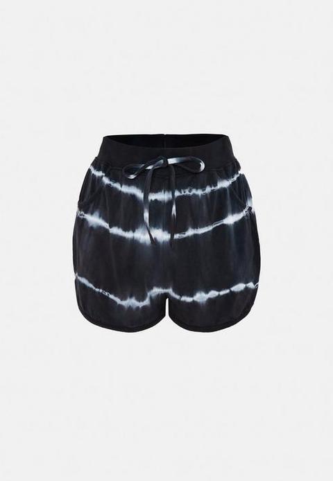 Black Tie Dye Runner Shorts, Black