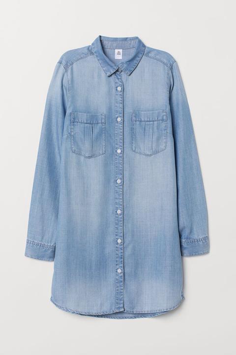 Longue Chemise En Jean - Bleu