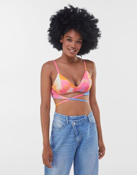 Tie-dye Bra Top With Crossover Straps