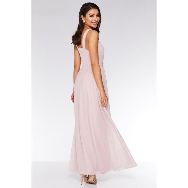 Pink Chiffon High Neck Maxi Dress from 