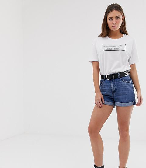 Bershka - Short Mom - Bleu