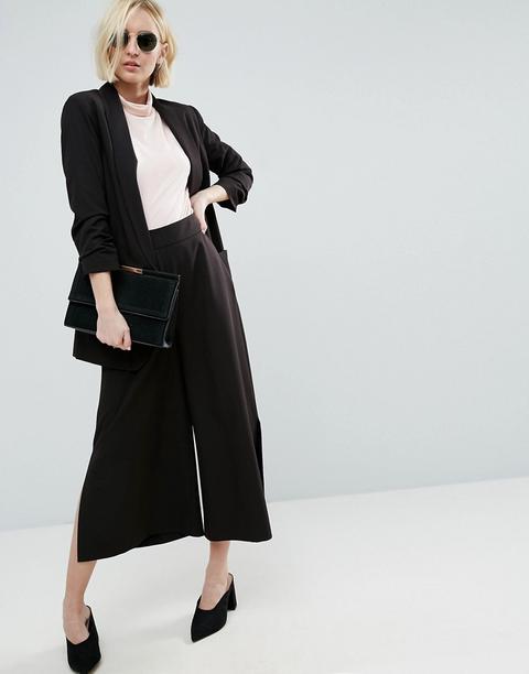 Asos - Mix & Match - Gonna Pantalone Lineare Con Spacchi Laterali - Nero