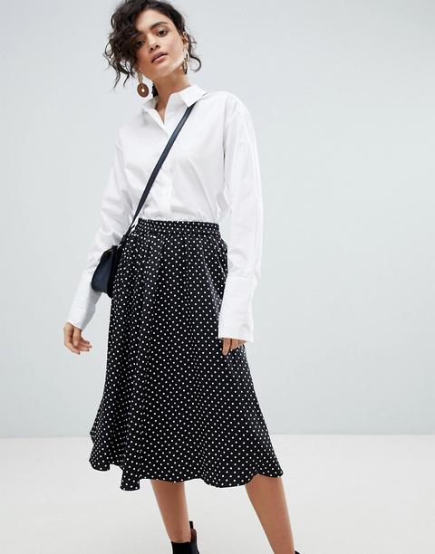 Falda Midi De Lunares De Selected