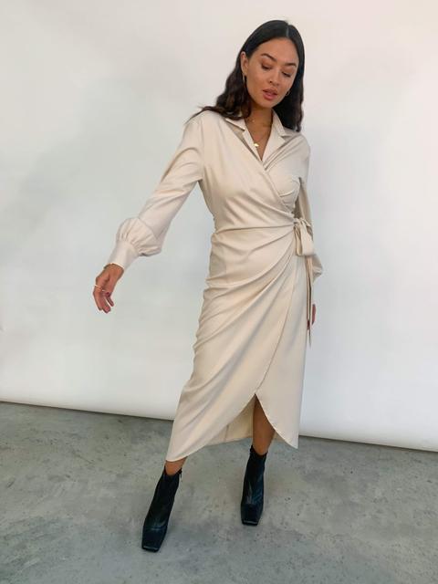 Ronnie Wrap Day Dress Cream