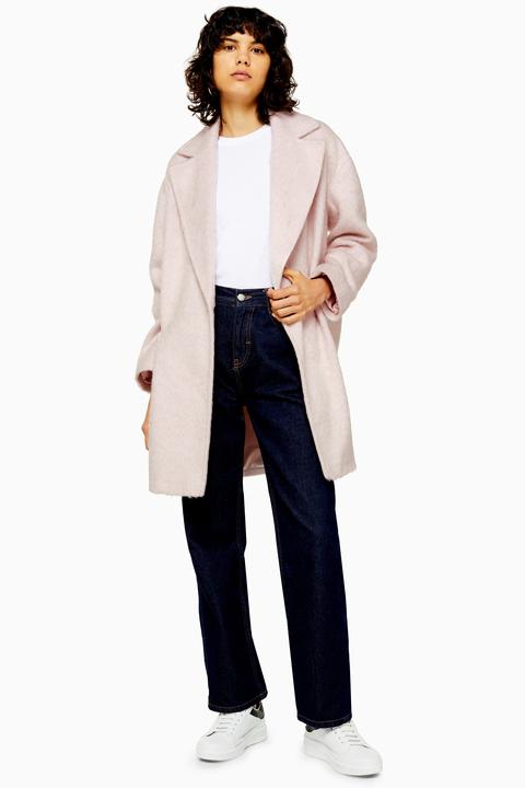 Womens Pink Double Breasted Coat - Pale Pink, Pale Pink